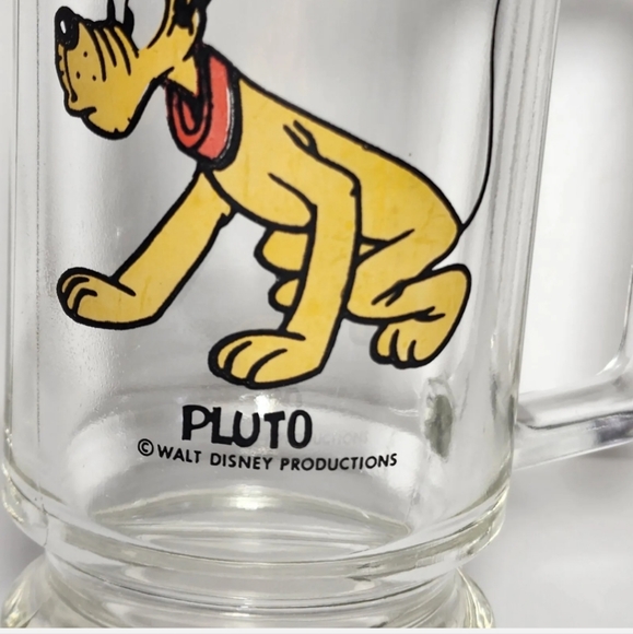 Vintage PLUTO Dog Walt Disney Productions Glass Mug 12 Ounce w Handle EUC Mickey - Picture 4 of 6